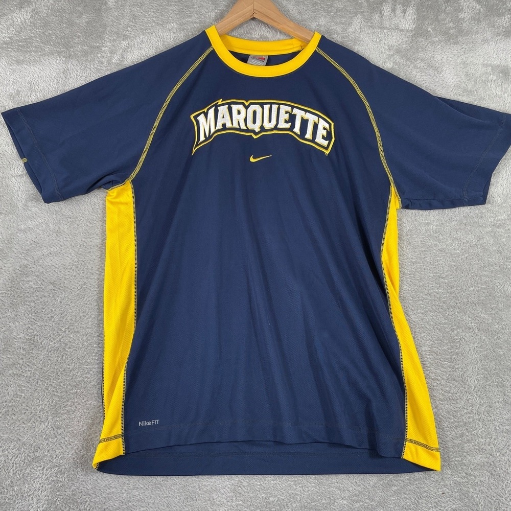 Vintage Nike Marquette University Shirt Mens Large Navy Blue Y2K Nike FIT Mesh